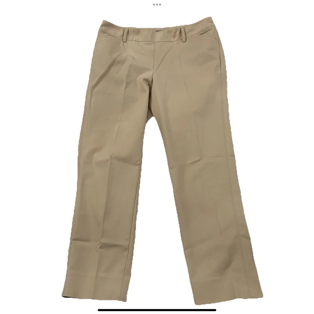 White House Black Market Perfect Form Slim Ankle Pants Khaki Size 6R Side Zip